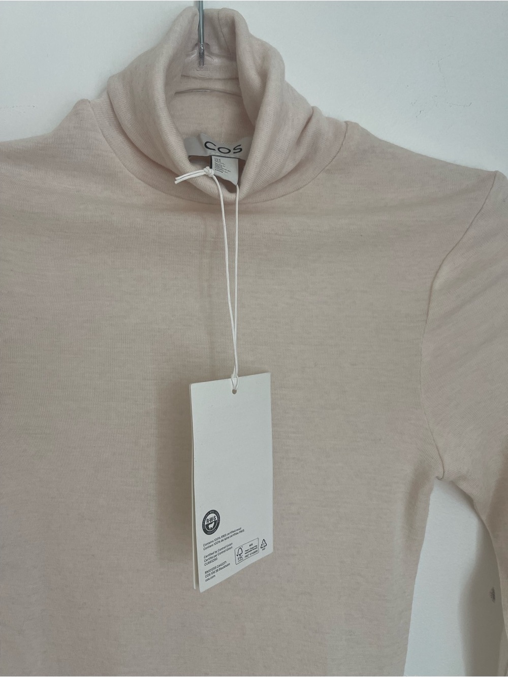 COS wool Cream Long Sleeve Turtleneck Top - Picture 2 of 6